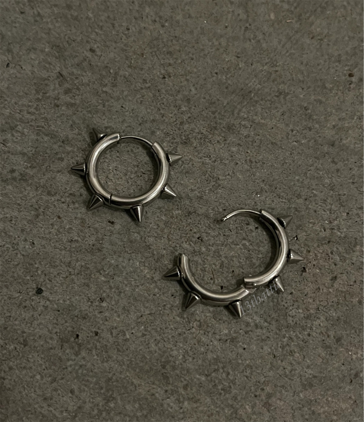 Silver Spike Hoop Earrings